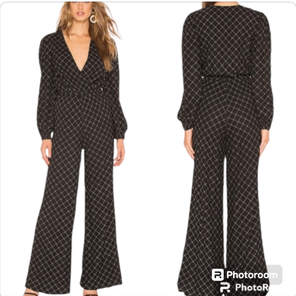 Tularosa Azalea Black Wide Leg Embellished Jumpsuit S
